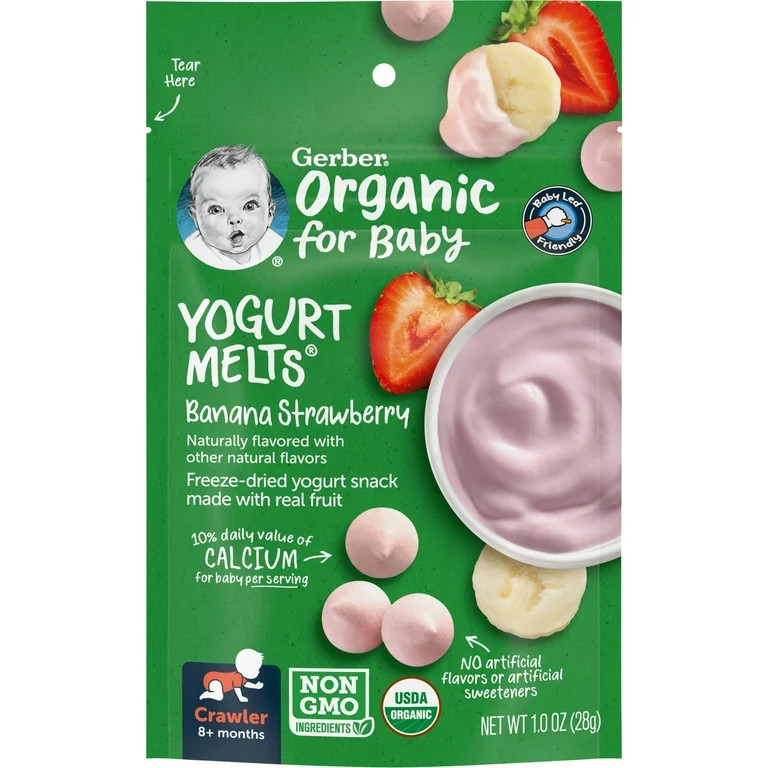 Gerber 2nd Foods Organic for Baby Yogurt Melts, Banana Strawberry, 1 oz Bag | Walmart (US)