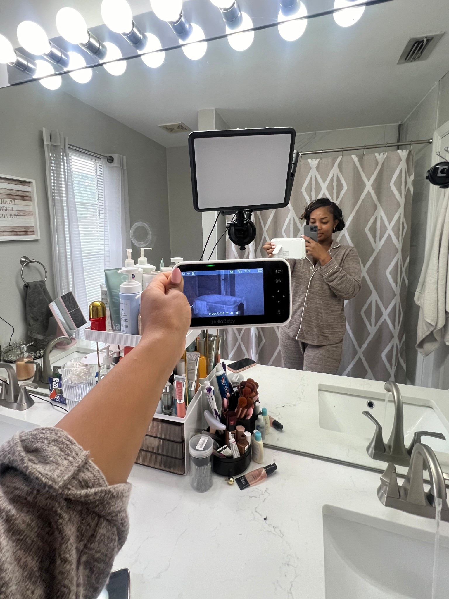 Real life mornings. Nothing would get done without this baby monitor! Now I can do my skin routine in peace. 🥹😫

#LTKmomlife #LTKselfcare #LTKBaby