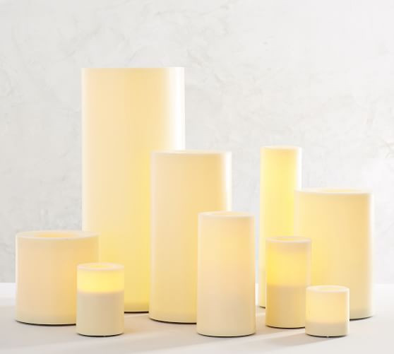 Standard Flameless Outdoor Pillar Candle - Ivory | Pottery Barn (US)
