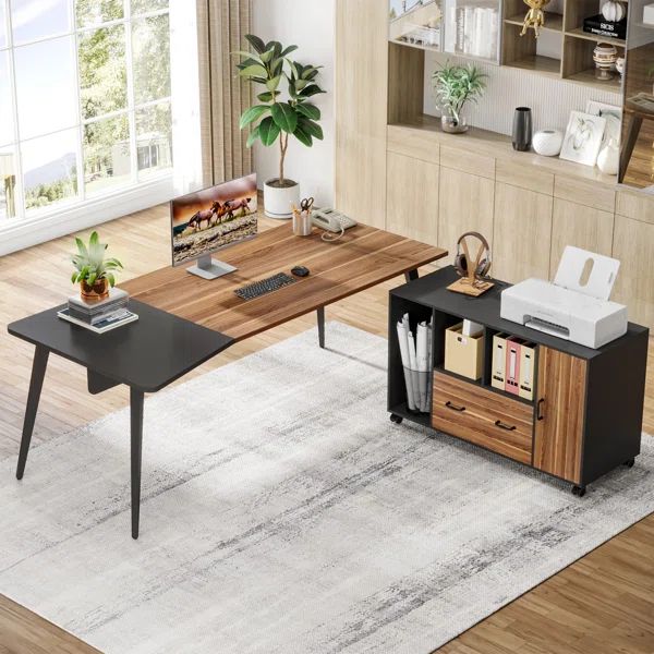 Waldman 2 Piece Rectangle Executive Desk Office Set | Wayfair North America