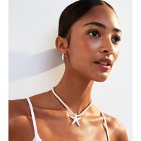 Silver Tone Starfish Charm Cream Rope Necklace New Look | New Look (UK)