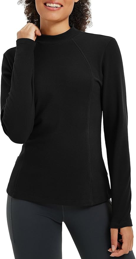 baleaf Women's Thermal Tops Winter Long Sleeve Shirts Warm Base Layer Running Gear Mock Neck Clot... | Amazon (US)