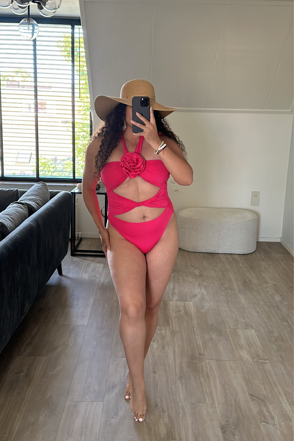 #Hm pink fuchsia swimsuit with cutout and big flower, stylish swimwear, h&m swimwear, true to size, size 38 

#LTKeurope #LTKstyletip