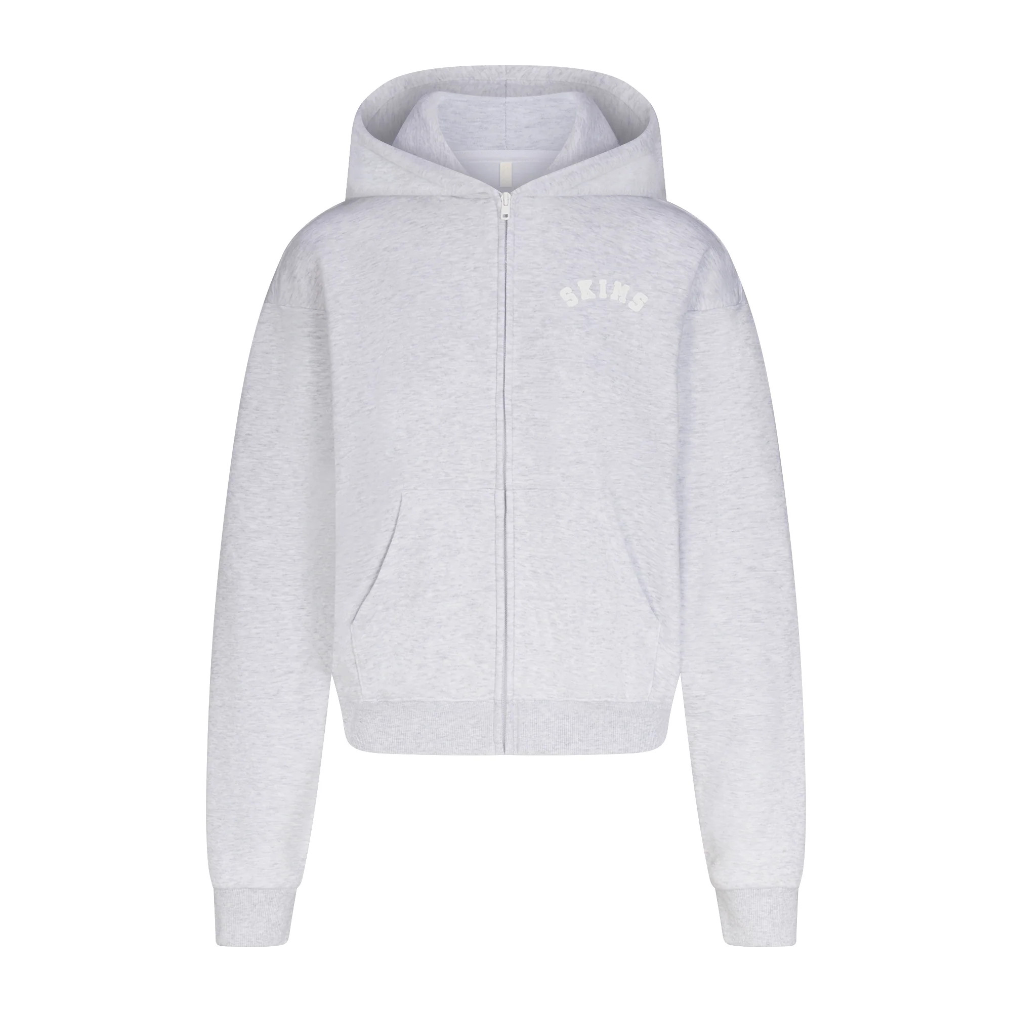 COTTON FLEECE LOGO CLASSIC ZIP UP HOODIE | SNOW ARCHED LOGO PATCH | SKIMS | SKIMS (US)
