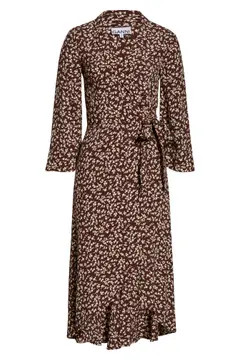 Floral Print Wrap Midi Dress | Nordstrom