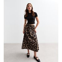 Women's Brown Leopard Print Poplin Cotton Skirt New Look | New Look (UK)