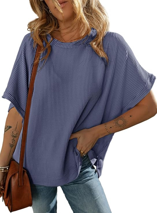 Dokotoo Women's Casual Oversized Short Sleeve Loose Tunic Tops Blouses | Amazon (US)