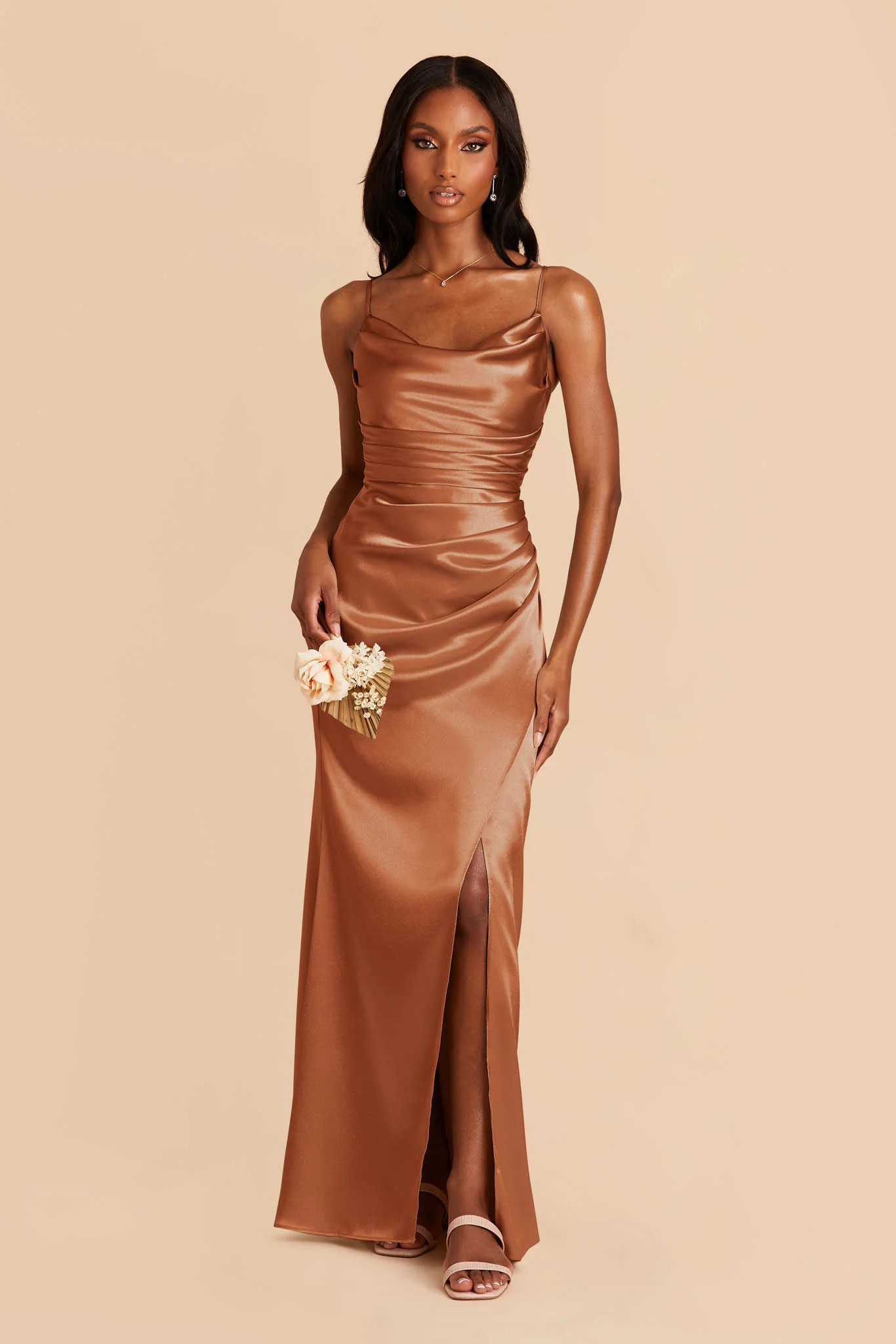 Rust Bridesmaid Dress Shiny Satin Size Small Birdy Grey Lydia | Birdy Grey