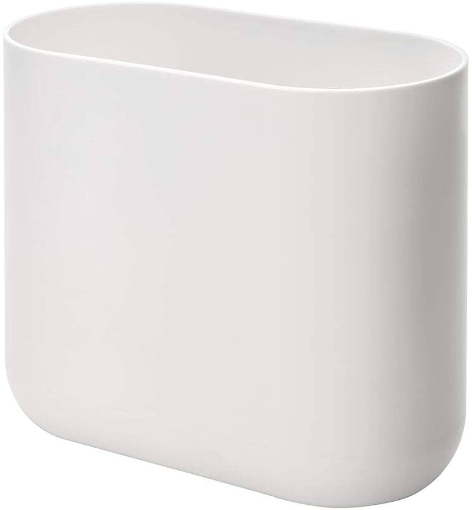 iDesign Slim Oval Plastic Waste Basket The Cade Collection, 10.56” x 5.5” x 9.77”, White | Amazon (US)