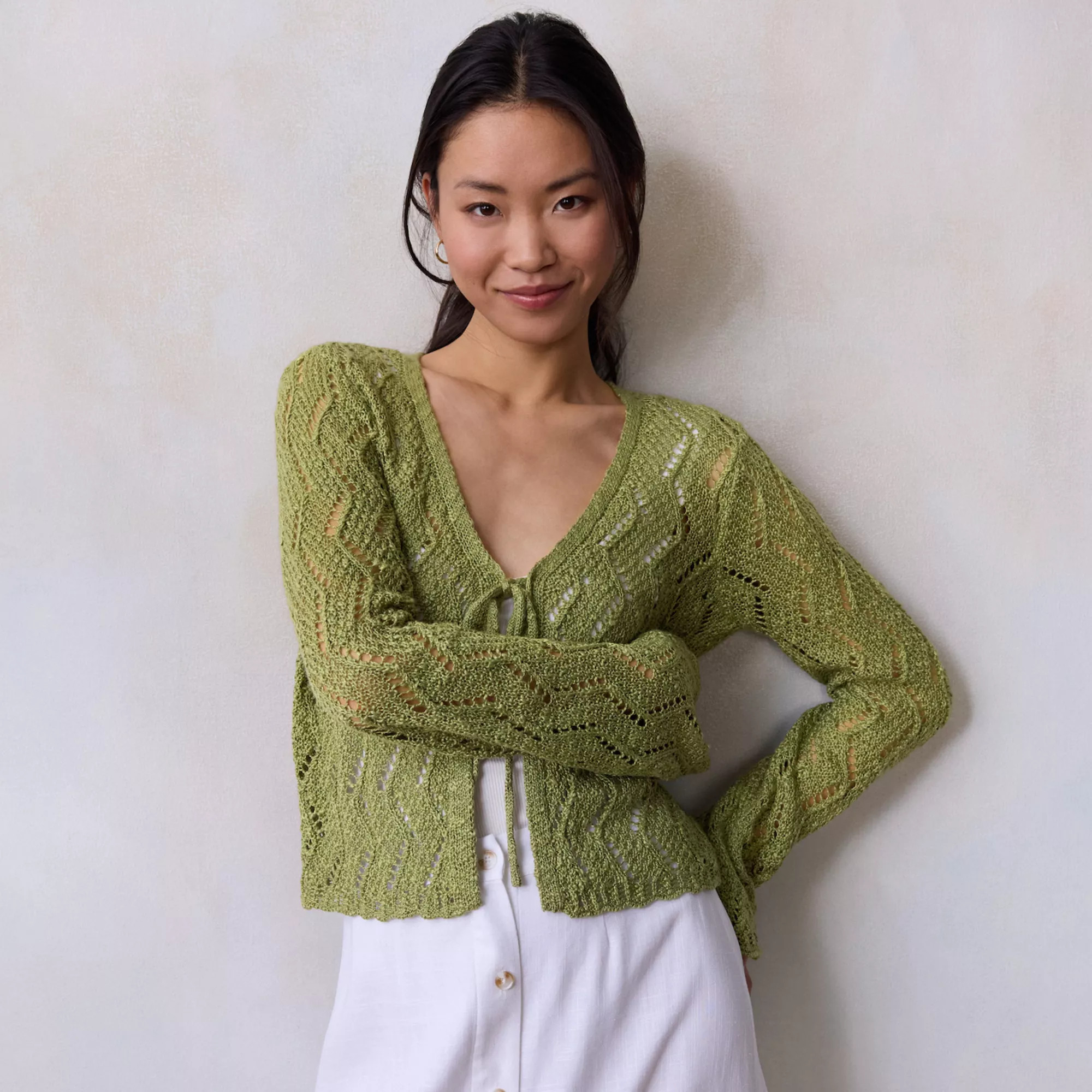 Petite LC Lauren Conrad Scallop Hem Cardigan | Kohl's