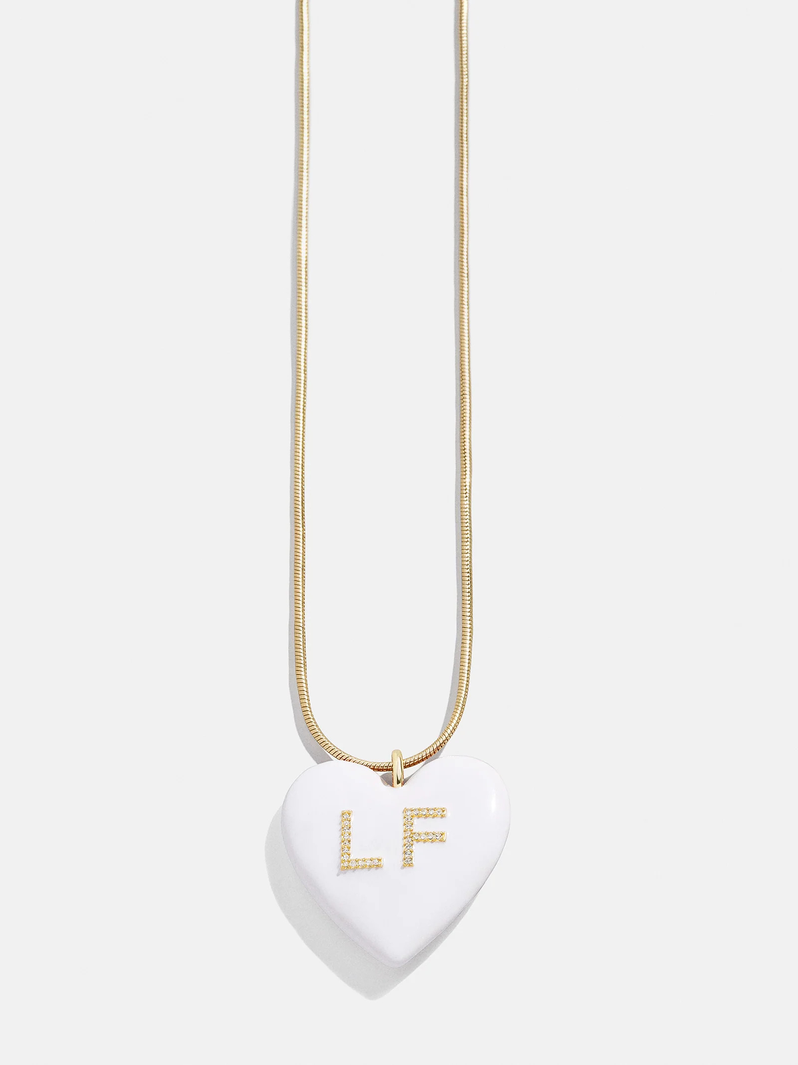 Millie Bubble Heart Custom Initial Necklace  - White | BaubleBar