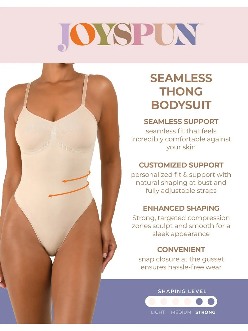 Joyspun Women's Seamless Sculpting Thong Bodysuit, Sizes S-3XL | Walmart (US)