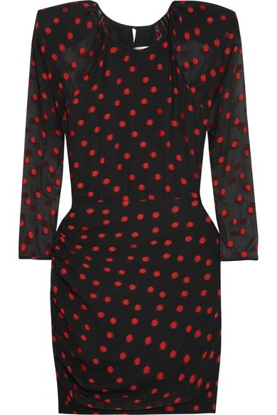Carmen March - Embroidered Polka-dot Silk-blend Chiffon Mini Dress - Black | NET-A-PORTER (US)