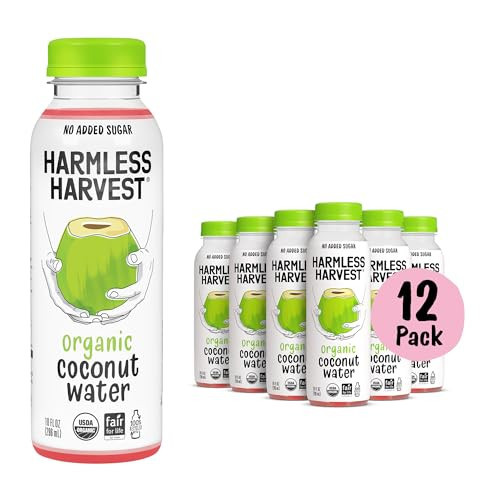 Harmless Harvest Organic Coconut Water 10 Fl Oz, 12 Pack – Natural Electrolyte Hydration Drink, No Sugar Added, Original Coconut Water, Non-GMO & Fair for Life Certified | Amazon (US)