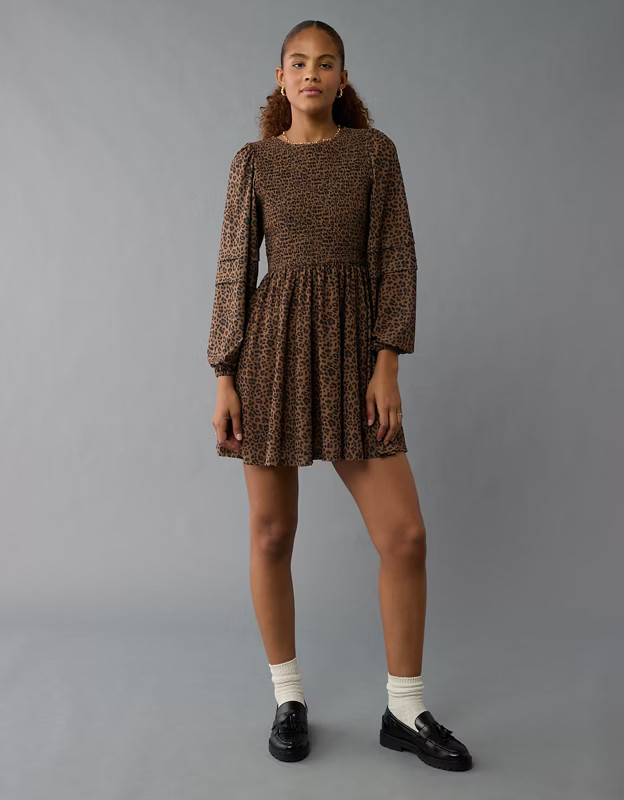 AE Smocked High Neck Mini Dress | American Eagle Outfitters (US & CA)