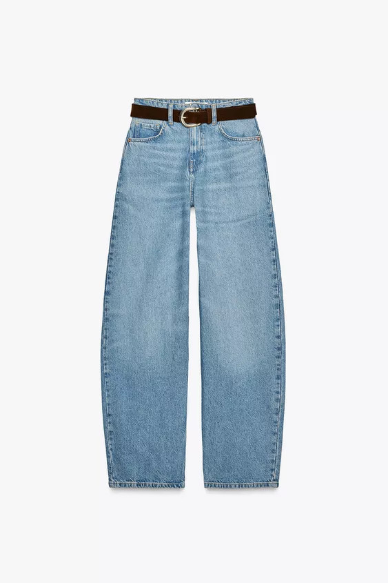 HIGH-WAIST - WIDE LEG - TAPEREDHigh-waist jeans with a belt and five pockets. Wide leg. Zip fly a... | Zara UK