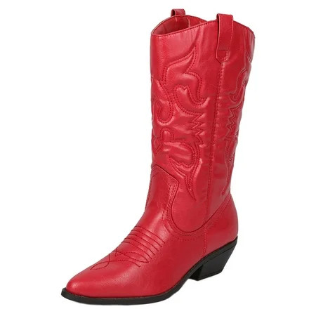 Reno Red Soda Cowboy Western Stitched Boots Women Cowgirl Boots Pointy Toe Knee High | Walmart (US)