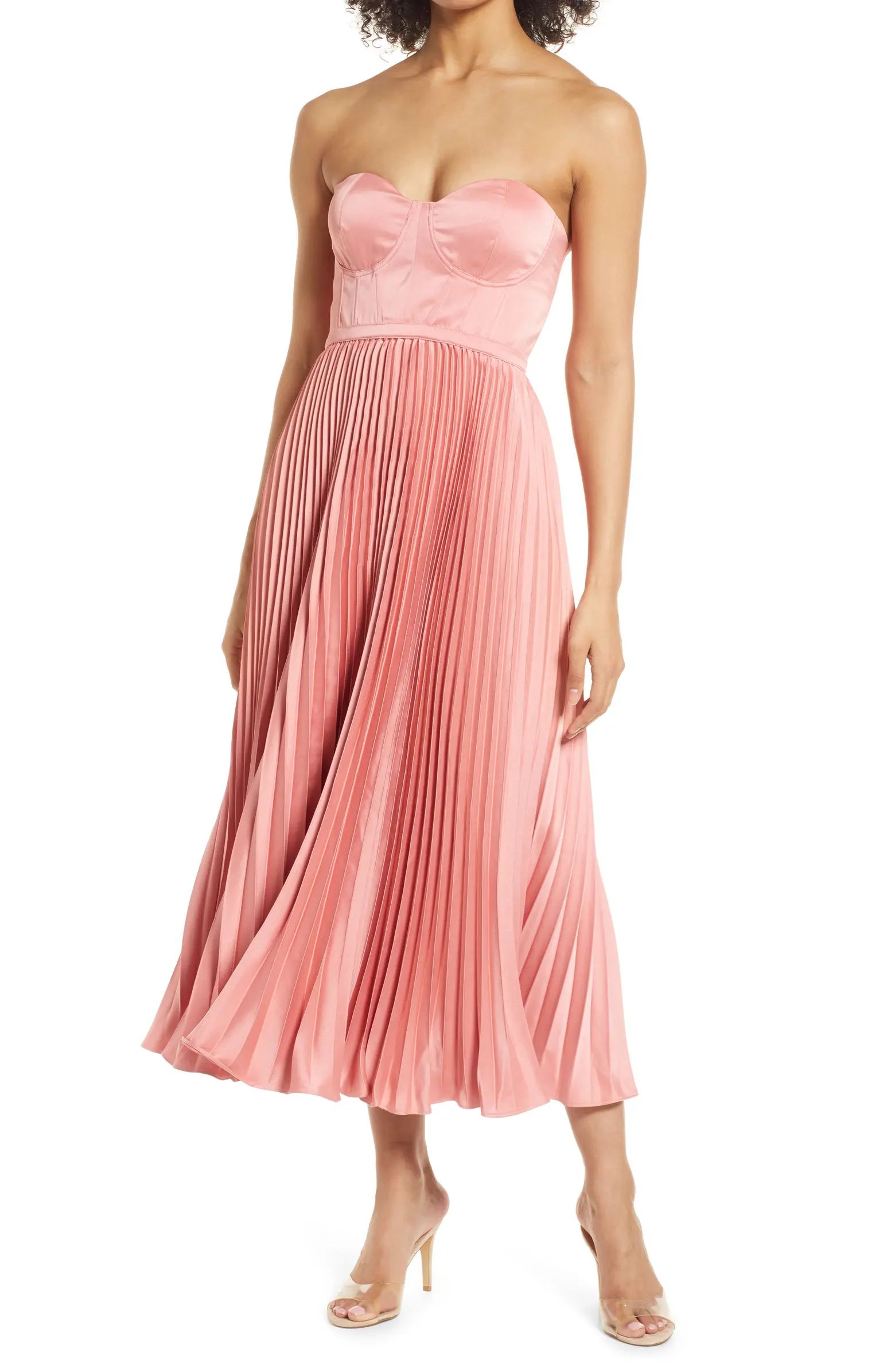 Milan Pleat Corset Satin Gown | Nordstrom