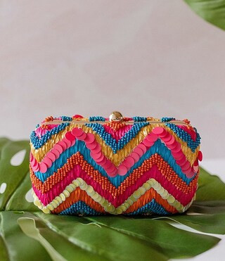 Anna & Avax Brooke Webb of KBStyled Jade Sequin Minaudiere Clutch | Dillard's