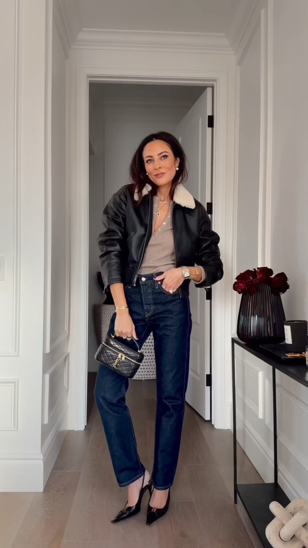 Casual date night outfit with pieces I’m loving under $100! 🖤

Jeans 25
Top XS
Jacket XS 

#LTKHoliday #LTKdayinmylife #LTKOver40