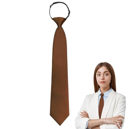 Luckyvestir Womens Tie, Black Tie for Woman, Ajustable Clip on Ties for Women/Kids/Girls, 14" Women Acessory (Brown) | Amazon (US)