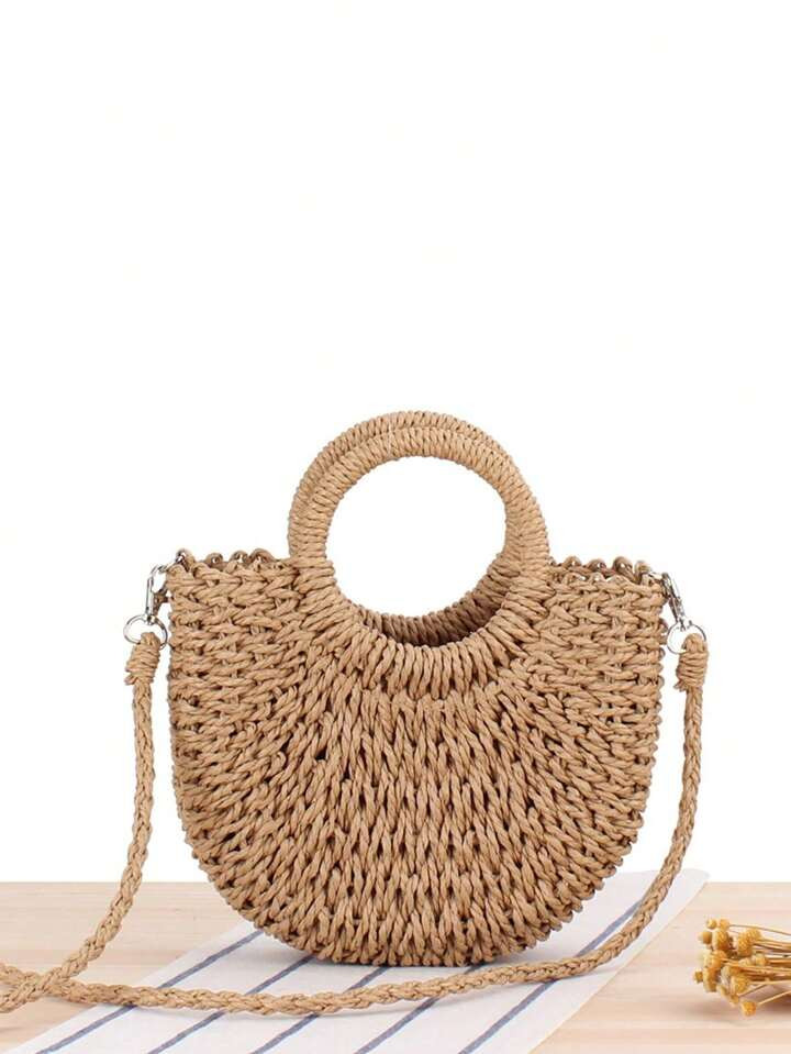 Women Woven Crossbody Bag,Summer Woven Shoulder Bag,Wicker Woven Purse, Straw Purse, Straw Beach ... | SHEIN