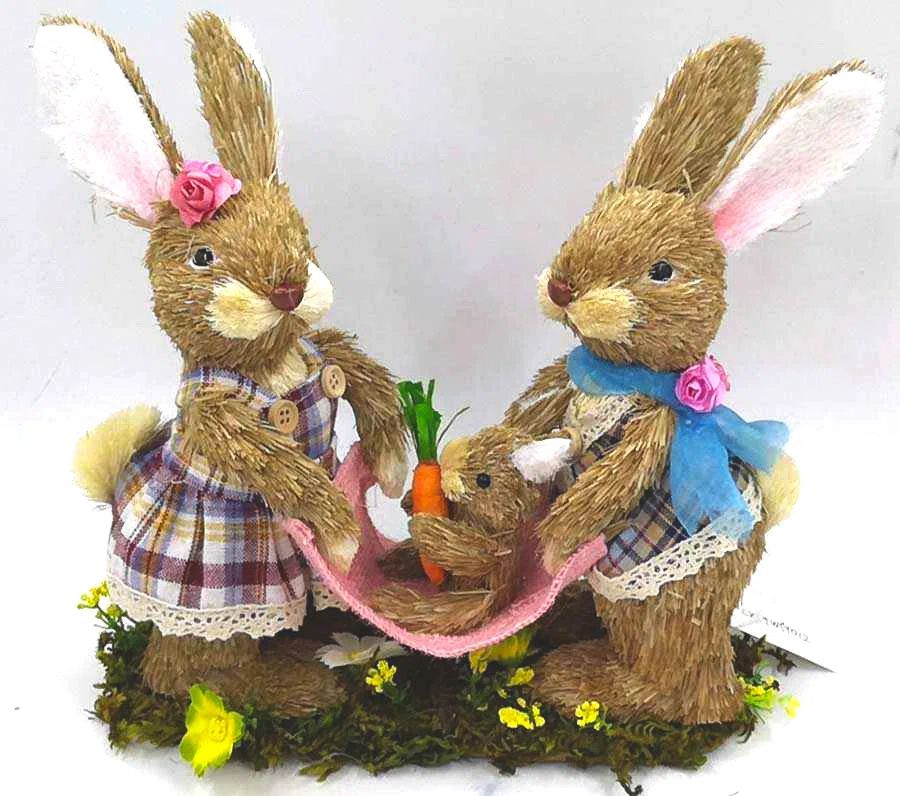 The Holiday Aisle® Easter Bunny Family  Straw Figurine | Wayfair | Wayfair North America