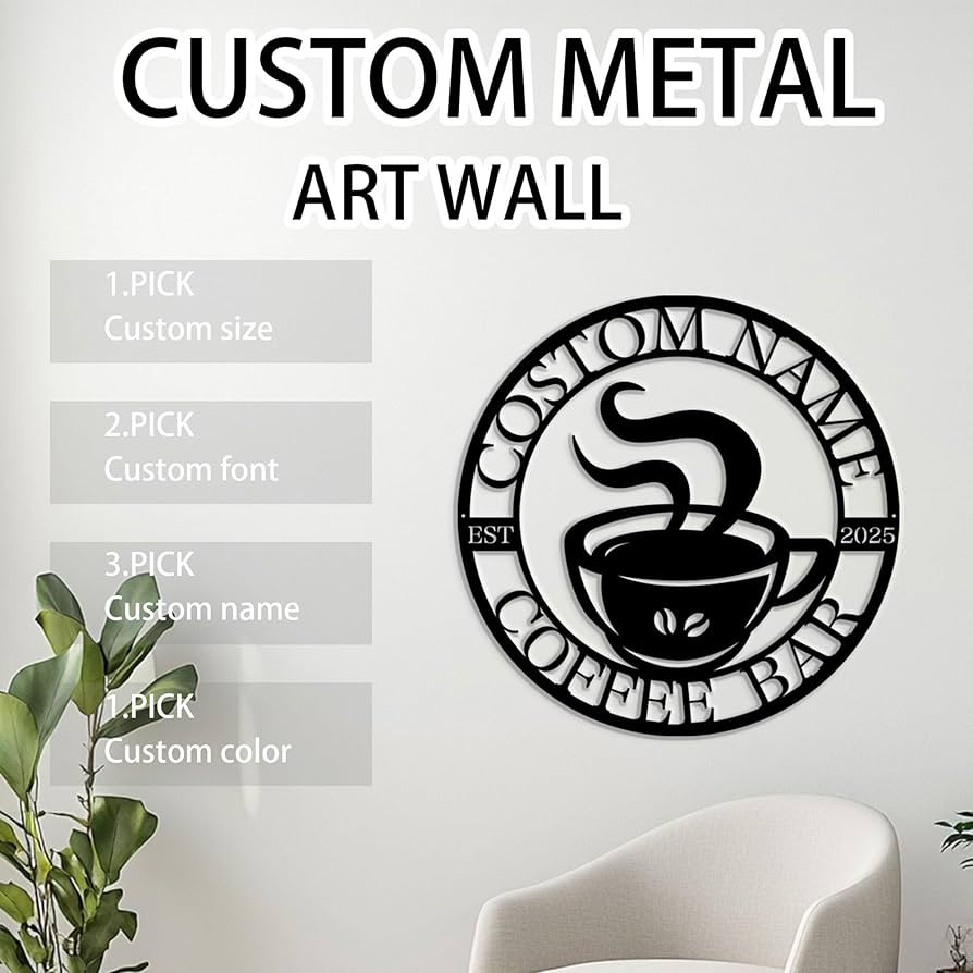 Custom Coffee Bar Sign,Personalized Coffee Bar Decor, Signs for Cafe, Kitchen,Home Bar,Housewarmi... | Amazon (US)