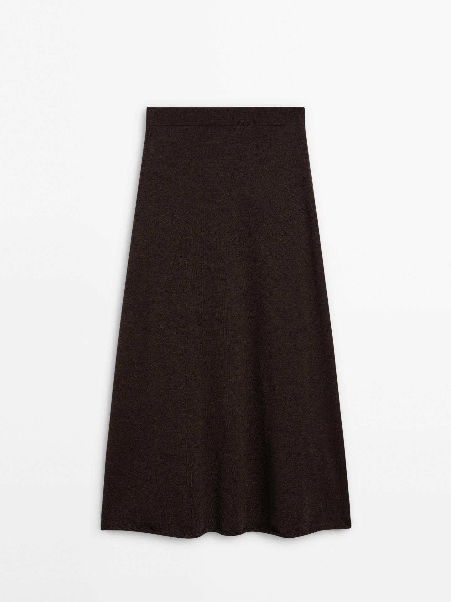 Long flared 100% merino wool skirt | Massimo Dutti US