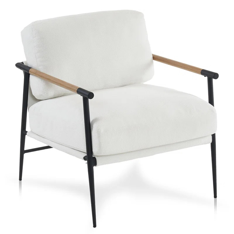 Dajauna 27.75'' Wide Modern Metal Frame Chenille Accent Armchair | Wayfair North America