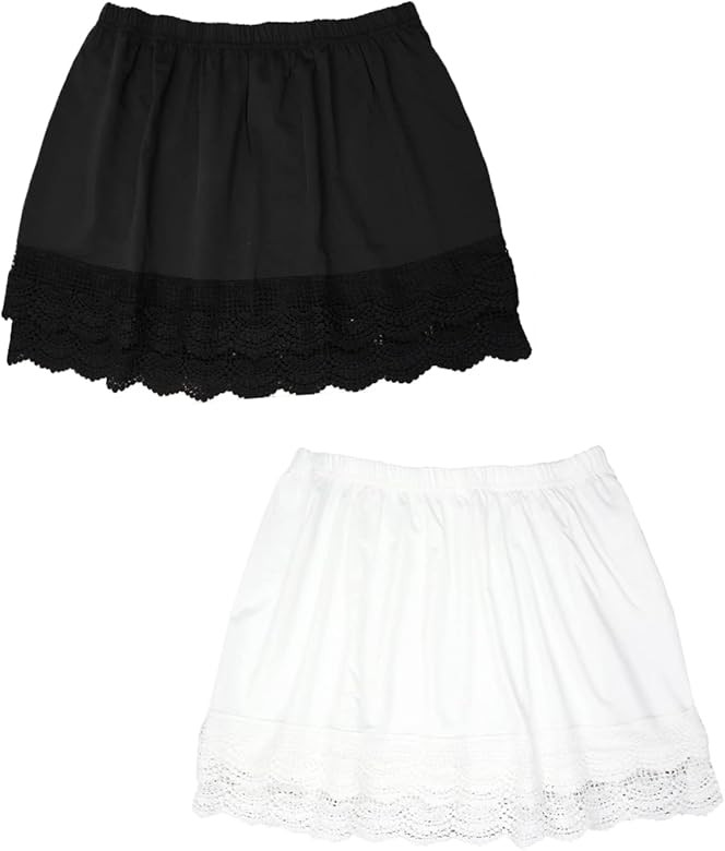 Lace Shirt Extender for Women Plus Size Underskirt Elastic Waist Half Slip Mini Skirts | Amazon (US)