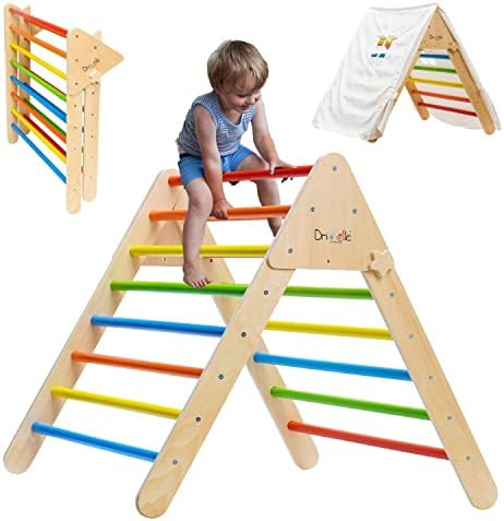 Climbing Triangle with Tent - Wooden Climbing Toys for Toddlers & Baby - X-Large Foldable Colorfu... | Amazon (US)