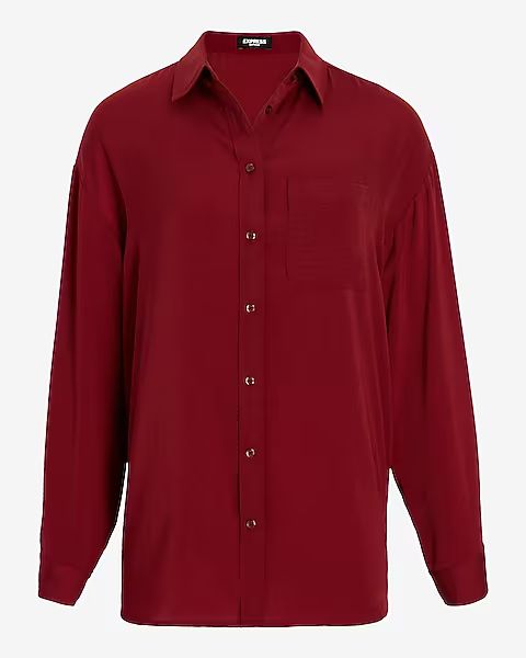 Satin Boyfriend Portofino Shirt | Express