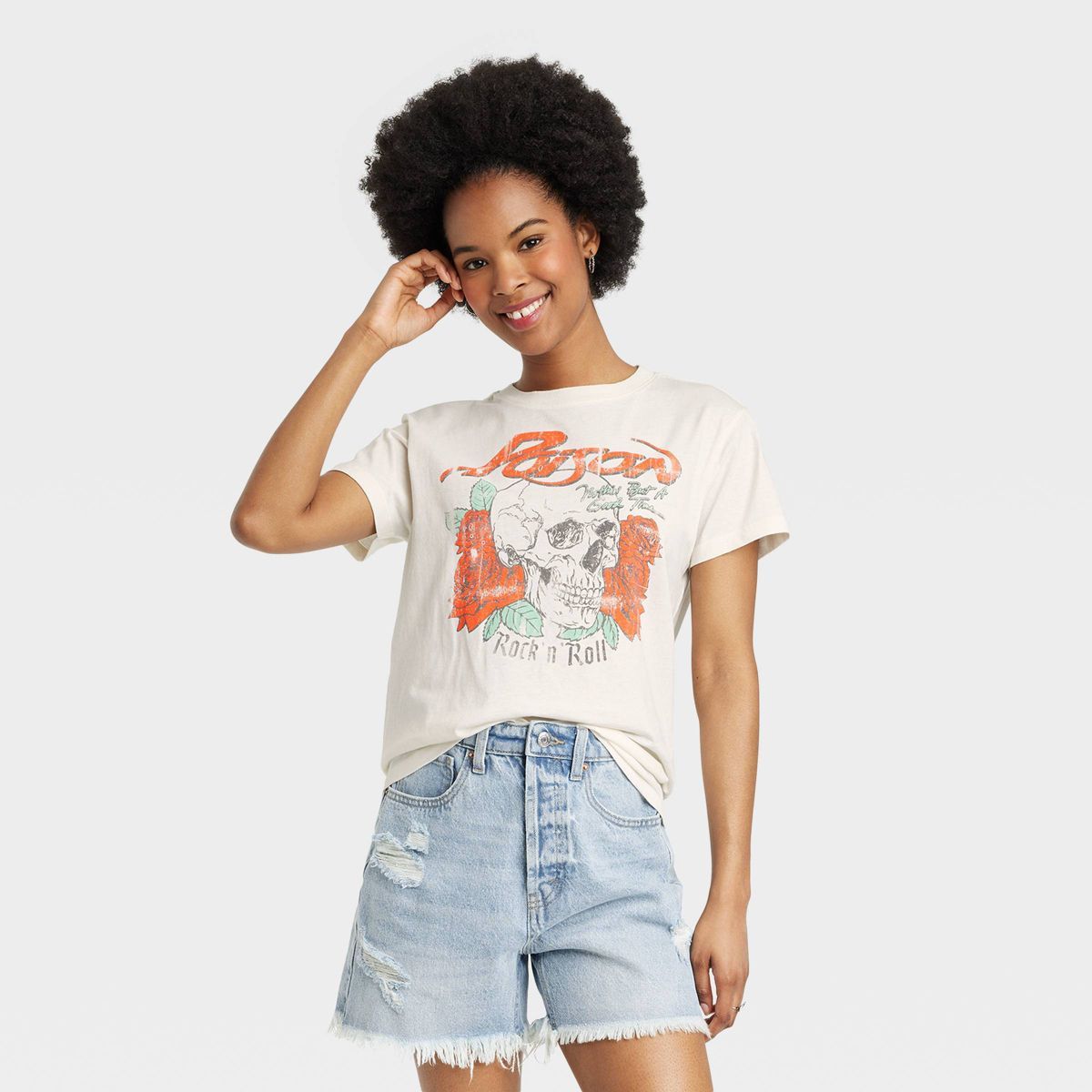Women's Poison Band Short Sleeve Graphic T-Shirt - Cream | Target