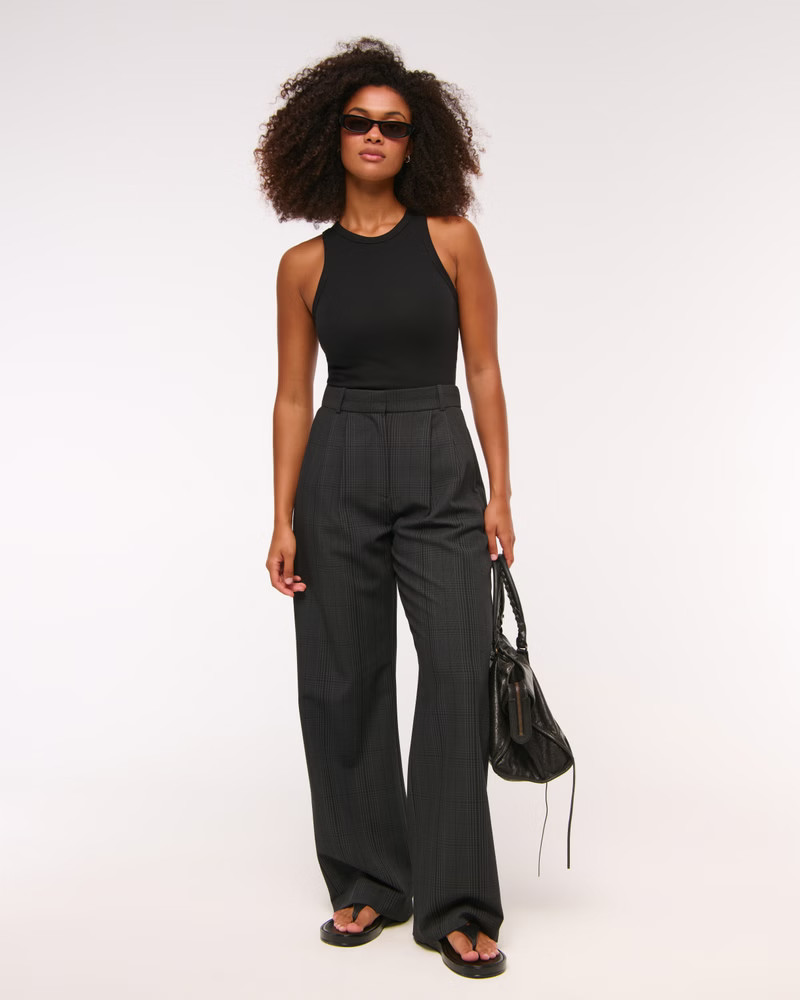 Curve Love A&F Sloane Tailored Wide Leg Pant | Abercrombie & Fitch (US)