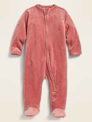 Unisex Star-Print Velour Footed One-Piece for Baby | Old Navy (US)
