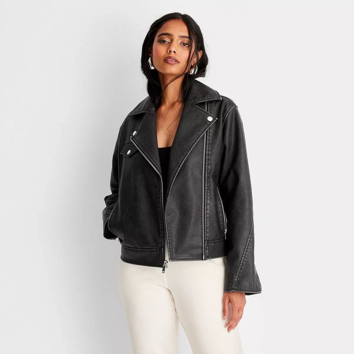 Women's Moto Jacket - Universal Thread™ Black M | Target