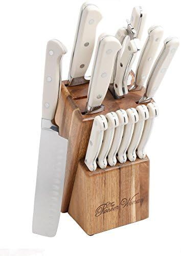 The Pioneer Woman Cowboy Rustic 14-Piece Linen Cutlery Set W/ Wood Block/WHITE | Amazon (US)