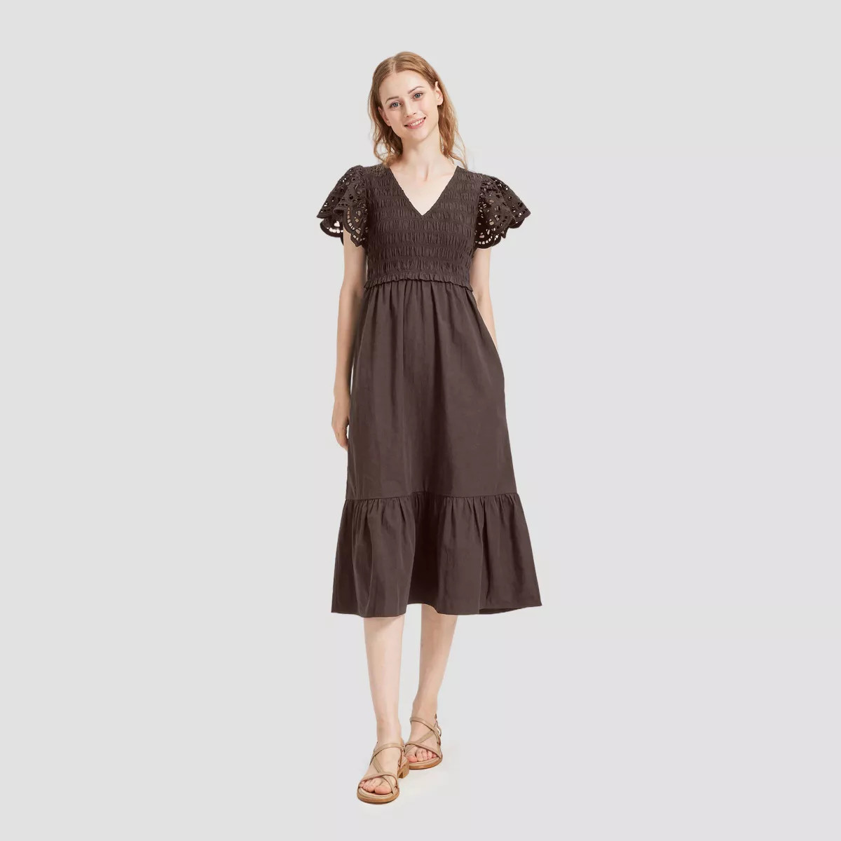 Women's Flutter Short Sleeve Midi A-Line Dress - Universal Thread™ | Target