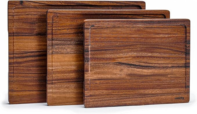 SMIRLY Wooden Cutting Boards For Kitchen - Bamboo Cutting Board Set, Wood Cutting Board Set, Cutt... | Amazon (US)