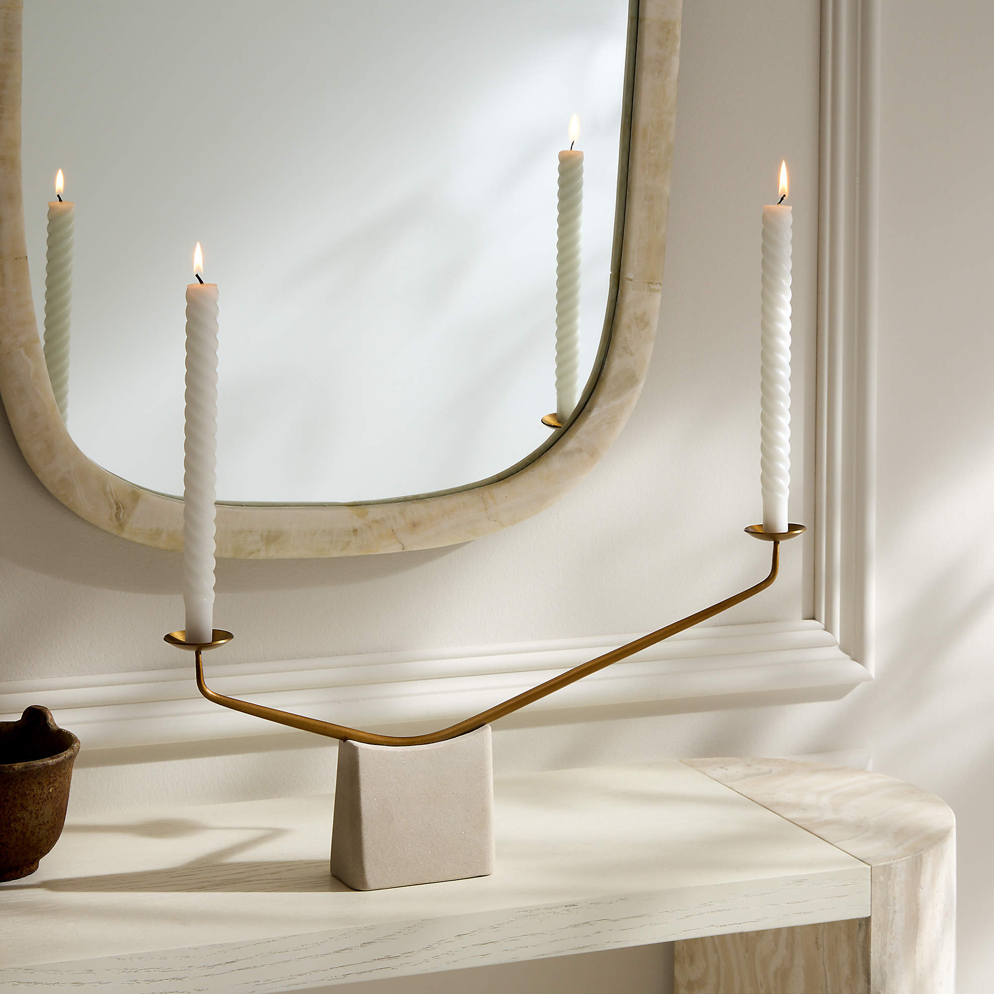 Beck Sandstone Taper Candle Holder + Reviews | CB2 | CB2