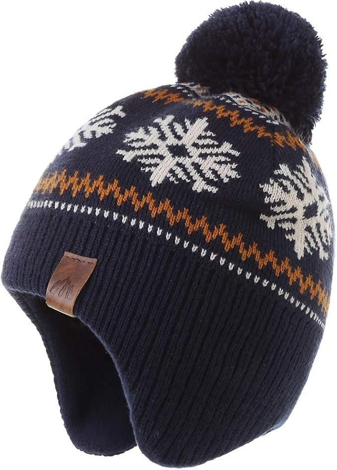 LMLALML Boys Winter Hat Earflap Knitted Beanie for Kids Warm Fleece Lined Thicken Hat for Baby | Amazon (US)