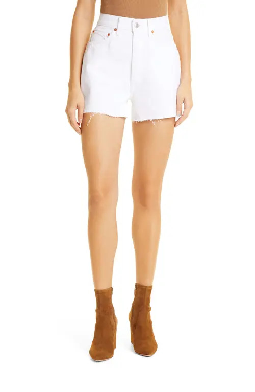Re/Done '50s Cutoff High Waist Denim Shorts in White at Nordstrom, Size 23 | Nordstrom