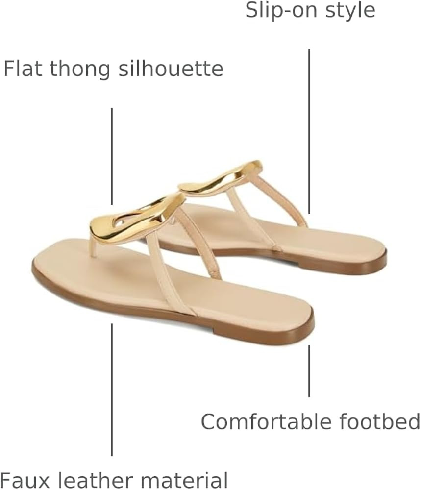Wnshonzy Flip-Flops for Women Thong Sandals Flat Slip on Slides Beach Comfort Open Square Toe Lad... | Amazon (US)