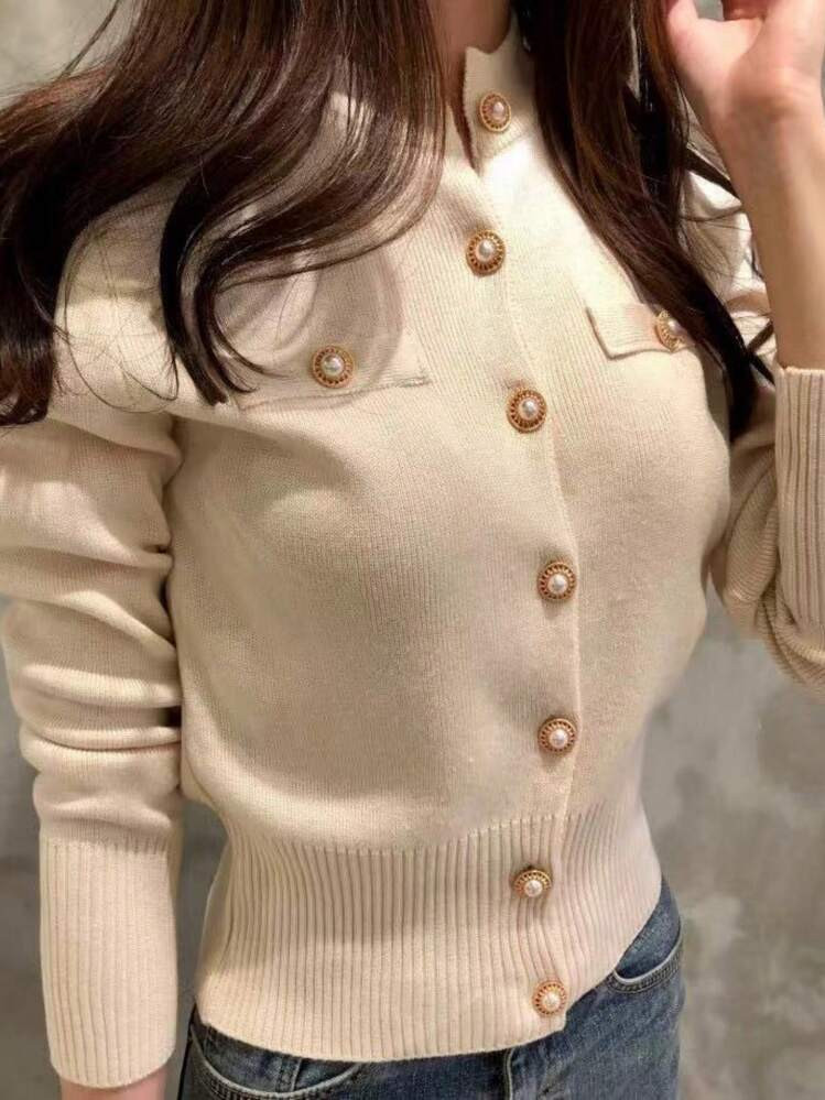 Pearl Button Cardigan | SHEIN