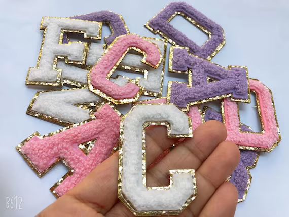 Sticker Colorful Chenille Embroidered Letters  Patch adhesive  letter patches- perfect to stick o... | Etsy (US)