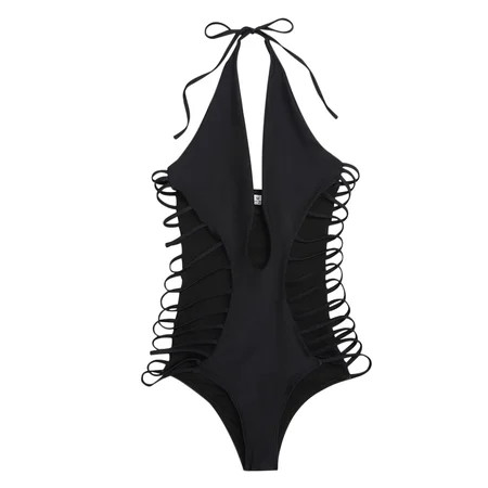 Cethrio Bathing Suit- Sexy Solid with Chest Pad without Underwire Lace-Up Cutout One-Piece Swimwear  | Walmart (US)
