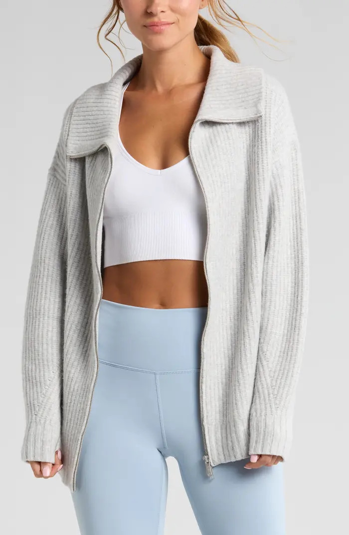 Zella Cozy Knit Zip-Up Cardigan | Nordstrom | Nordstrom