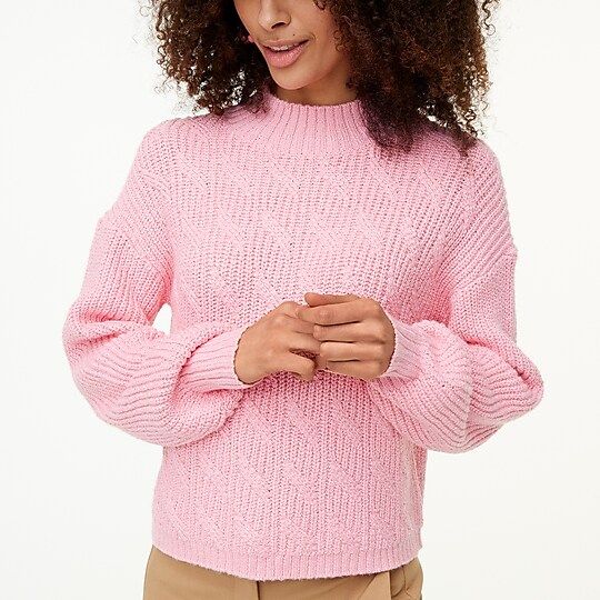 Cotton-blend cable mockneck sweater | J.Crew Factory