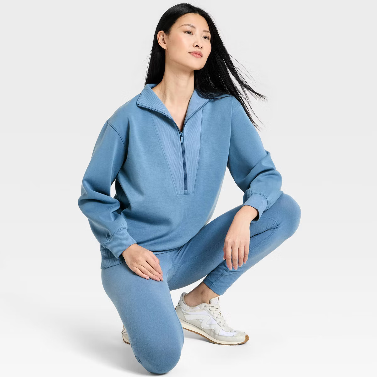 Women's Airy Sleek Deep Zip Pullover Sweatshirt - All In Motion™ | Target